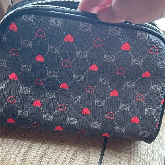 Bebe Black and Red Heart Cosmetic Bag - Picture 4 of 4
